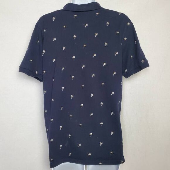 H&M Navy Polo Palm Tree Print Shirt M - Picture 7 of 8
